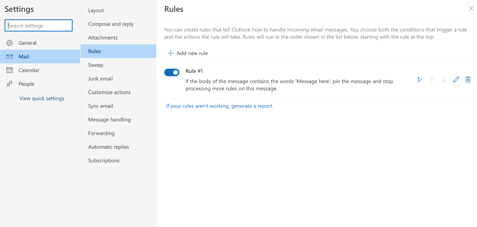 how to delete an outlook rule