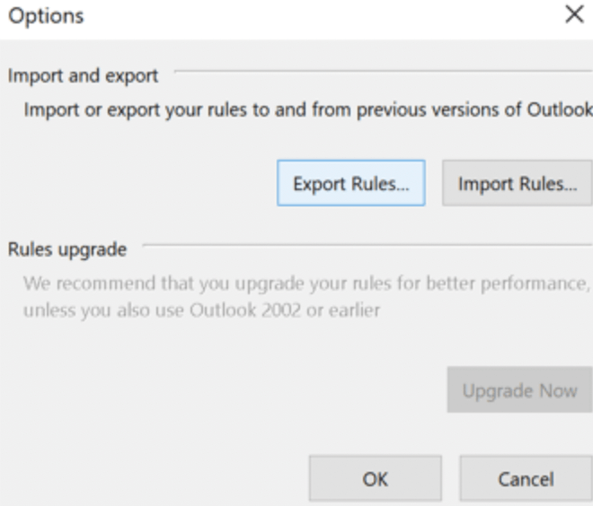 outlook rules export