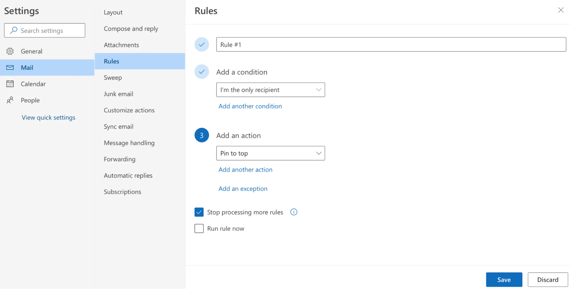 outlook rules example step 1