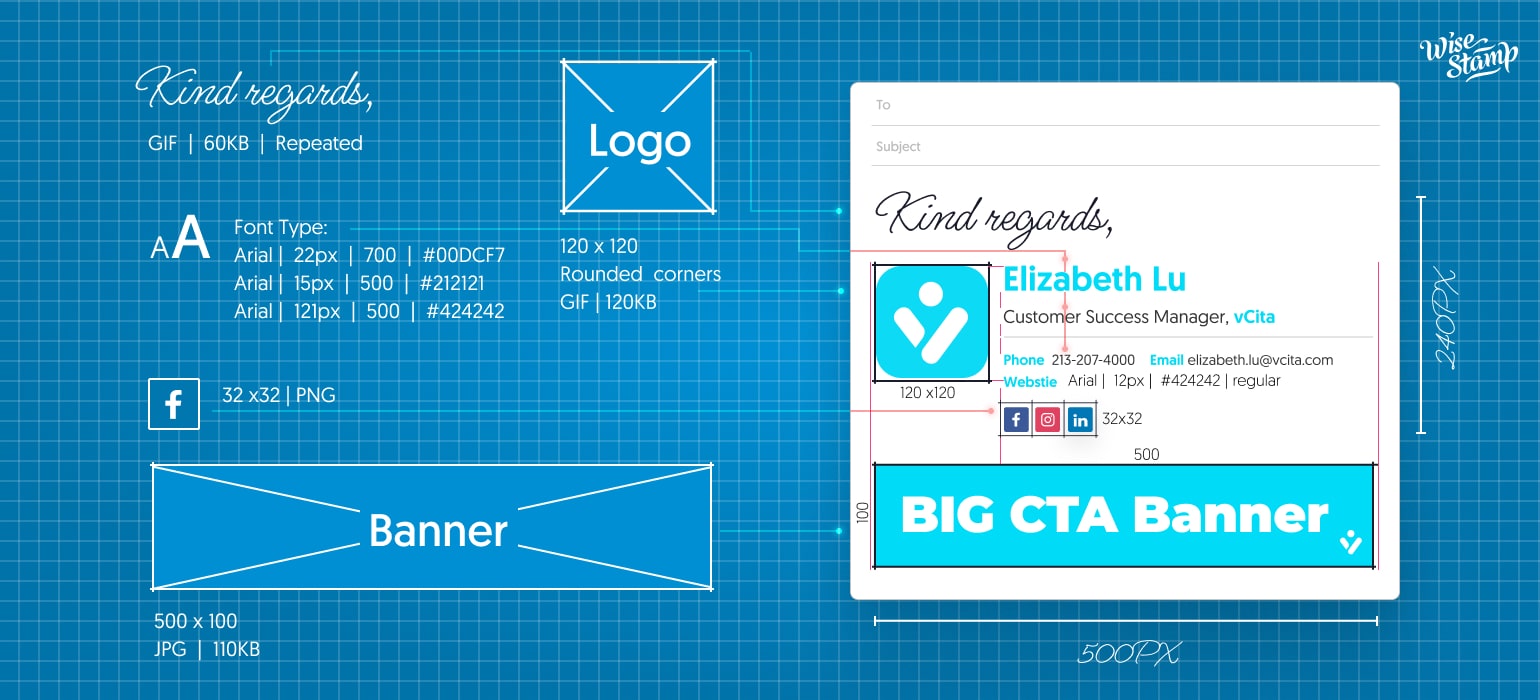 email signature dimensions