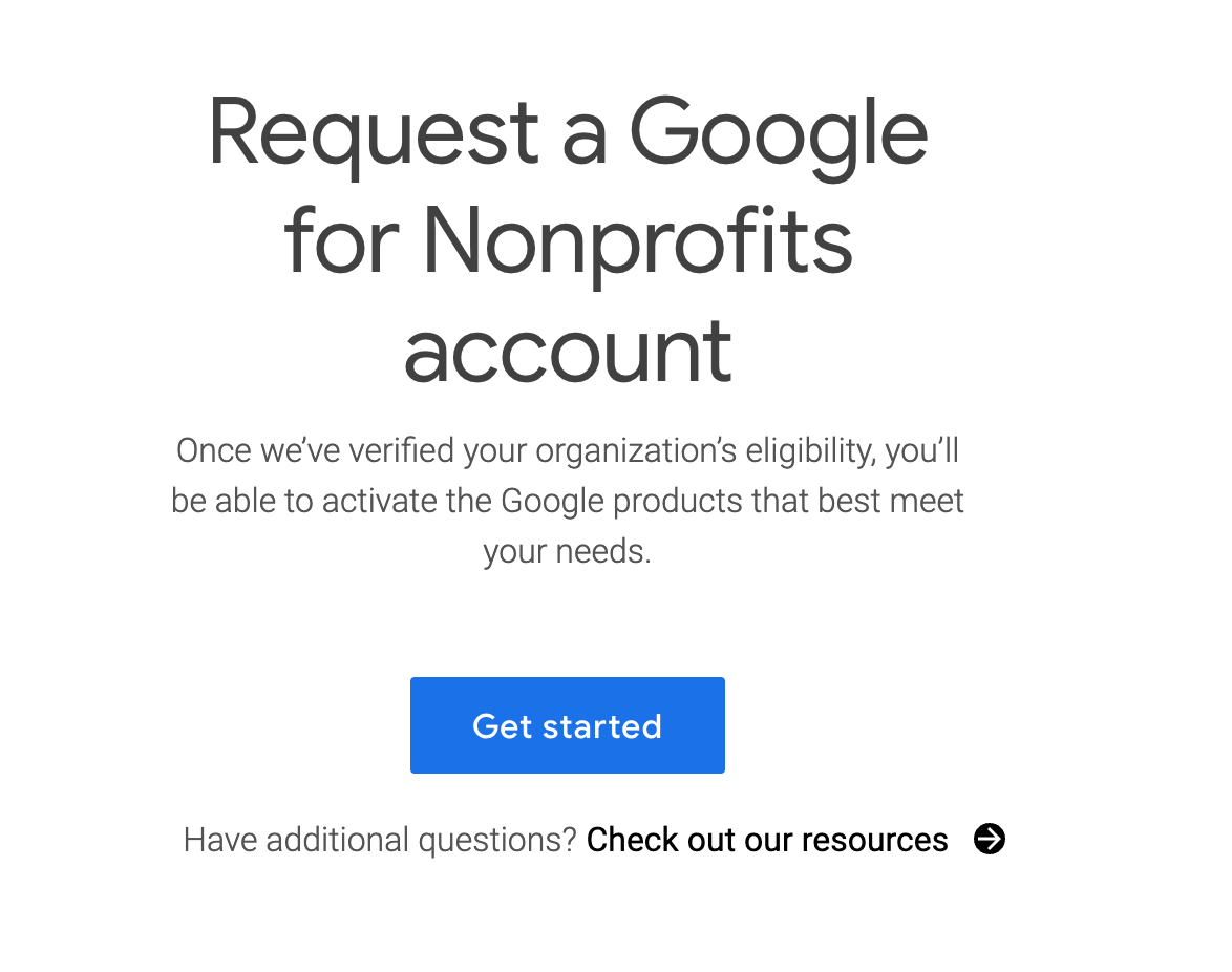 request a google for non profit account