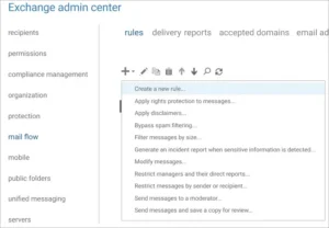 Exchange Admin Center screenshot