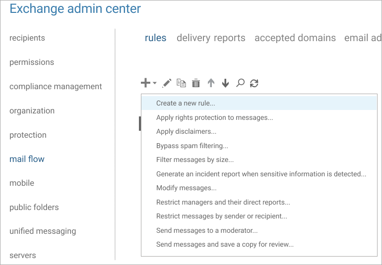 step 2 Choose mail flow from the admin options
