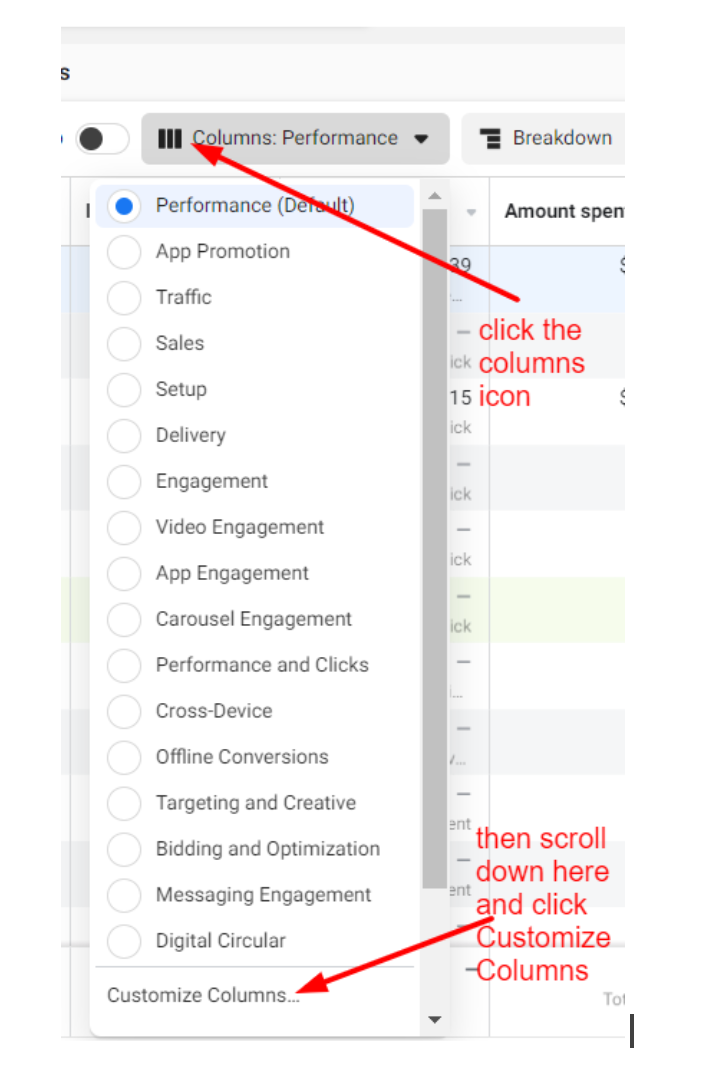 facebook measuring KPIs example