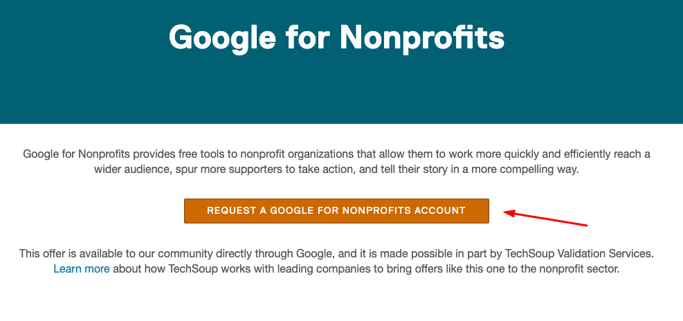 request a google for non profit account through tech soup