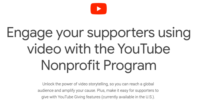 youtube for non profits program