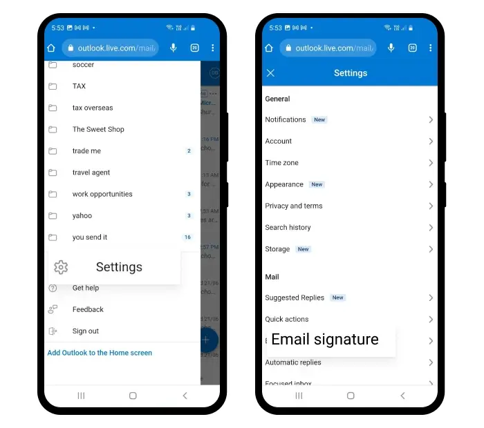 gmail mobile email signature guide