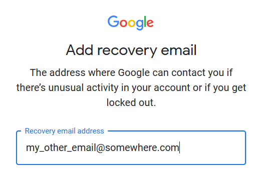 add a recovery email
