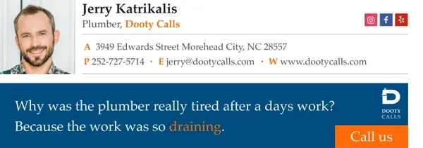 Jerry kattrikalis plumber funny email signature template