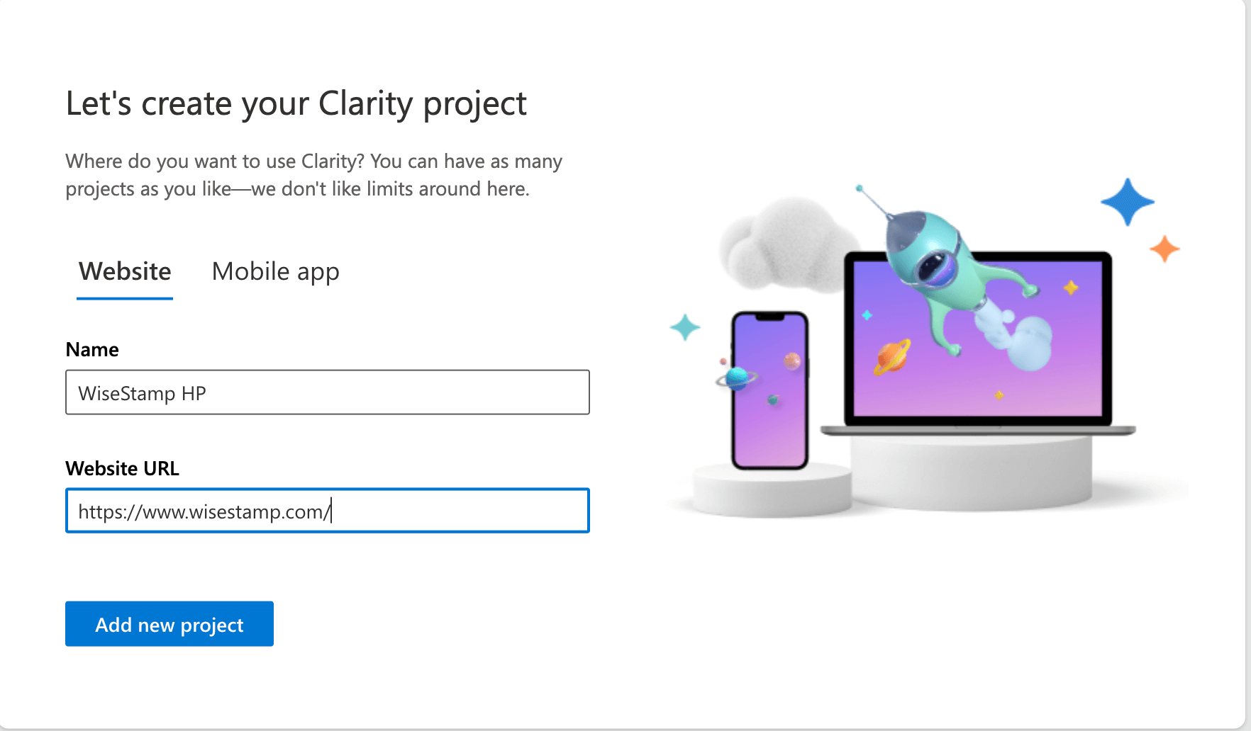 CREATE A NEW CLARITY PROJECT