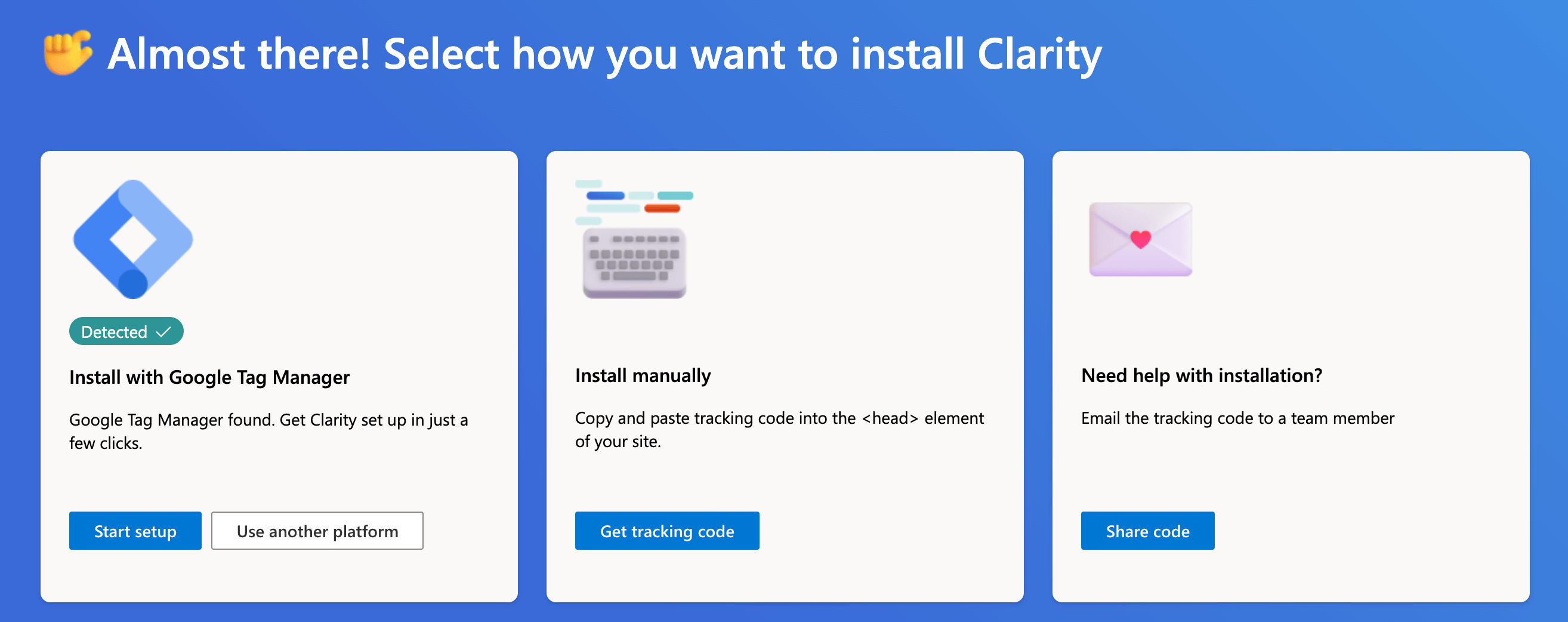 select how to install Microsoft clarity