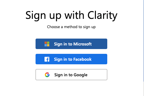 sign up to ms clarity step 2