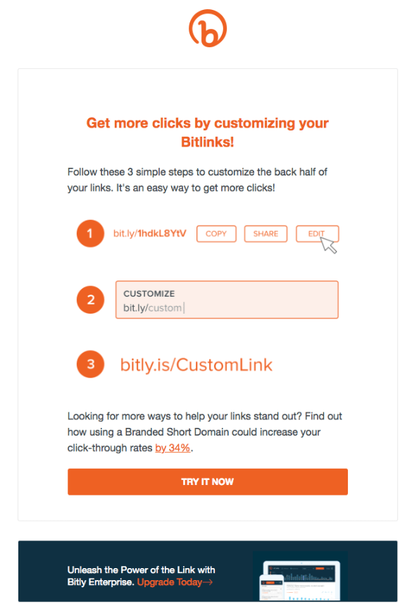 Bitly example of email marketing