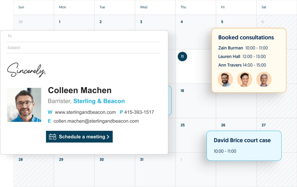 online scheduling abilities for law firms in signature panel