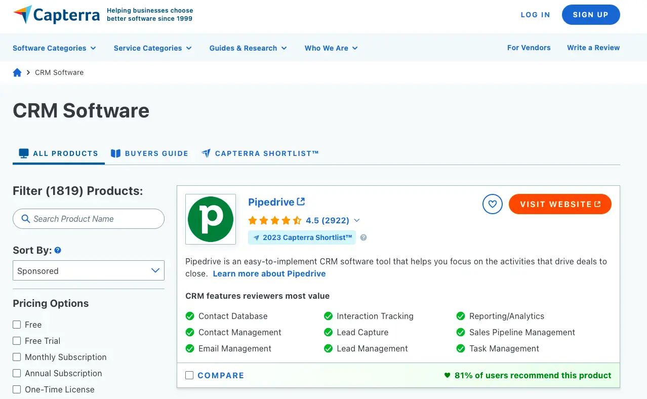 Capterra - Top software reviews site