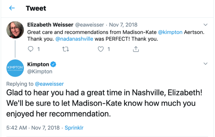 kimpton hotel twitter example