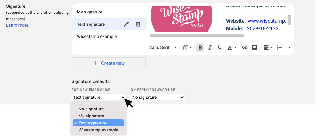 Définir les signatures Auto Gmail