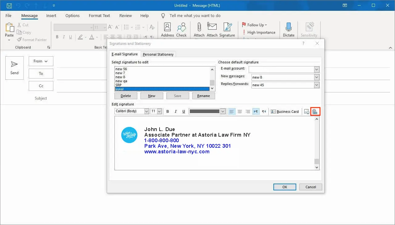 Add a hyperlink to your Outlook signature