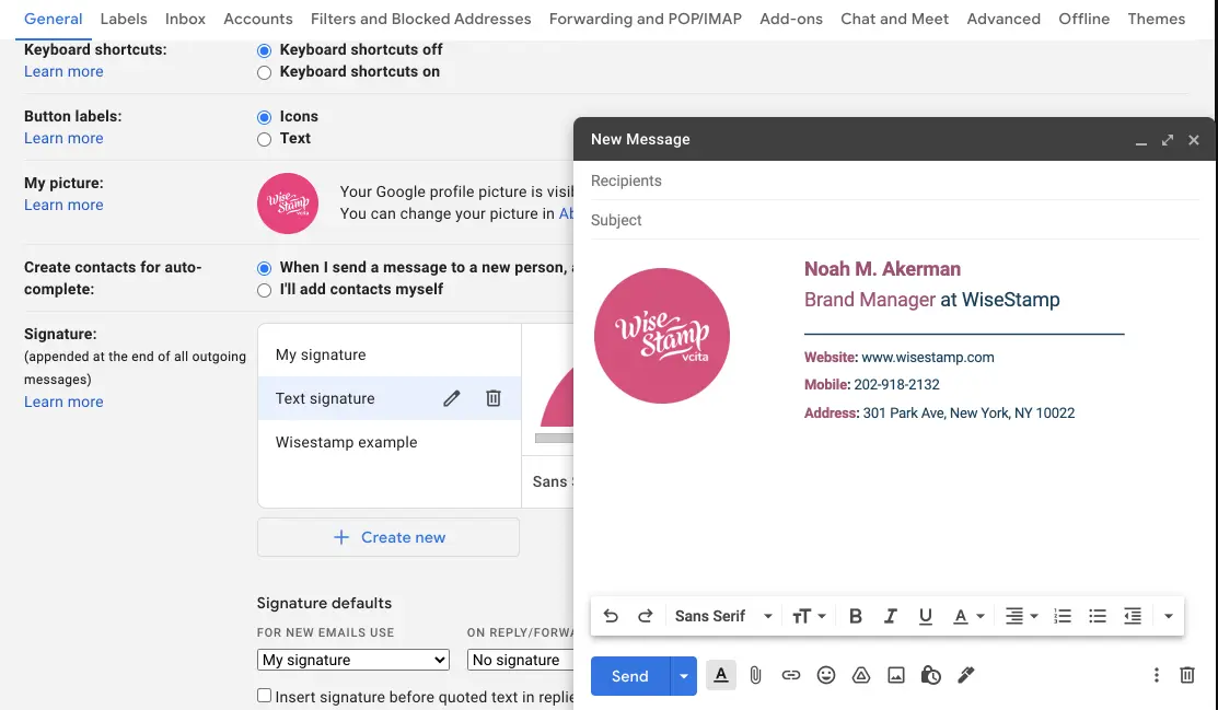 Add an image to your Gmail signature