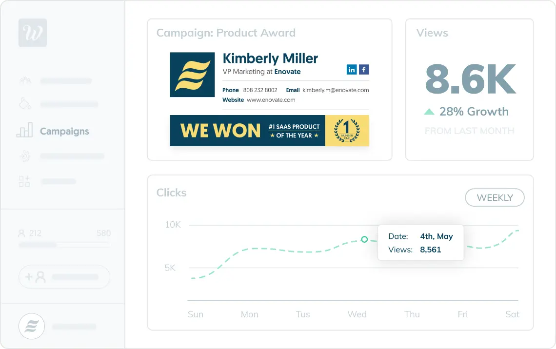 Use WiseStamp signature manager to manage email signature marketing campaigns