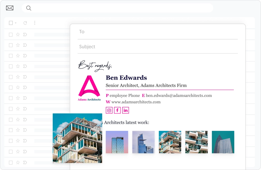 easily share your work through your email signature