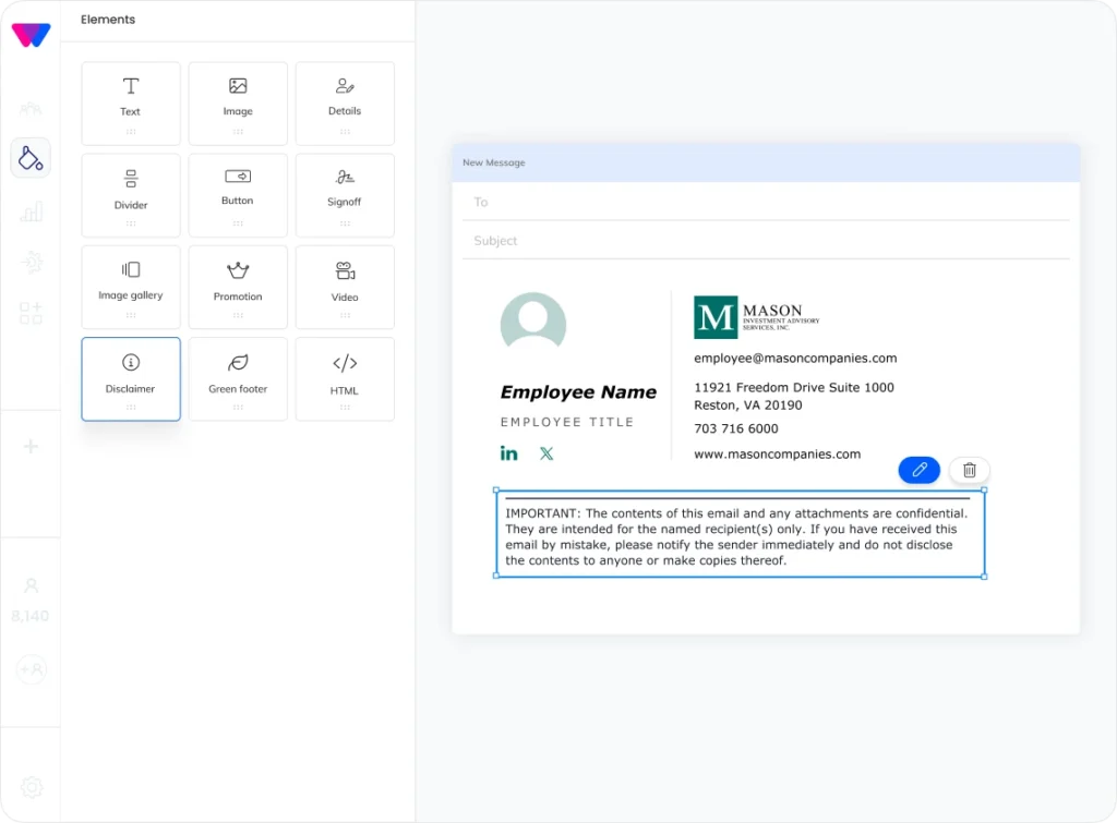 WiseStamp legal email signature solution for Masons Investment Advisory