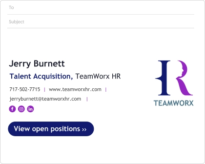 business services email signature example for HR