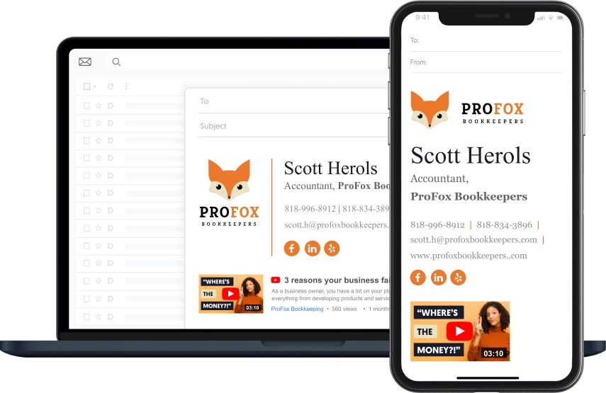 Responsive email signature example for business services