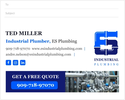 construction email signature example with a banner