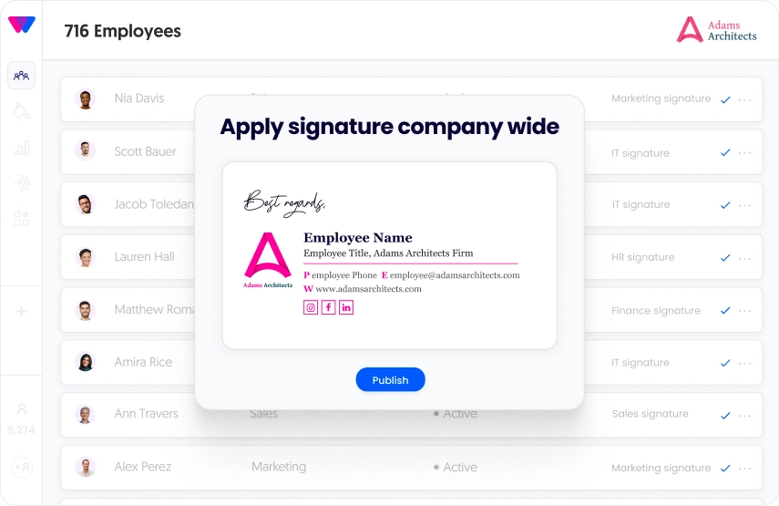 manage employees email signatures for construction and architectures