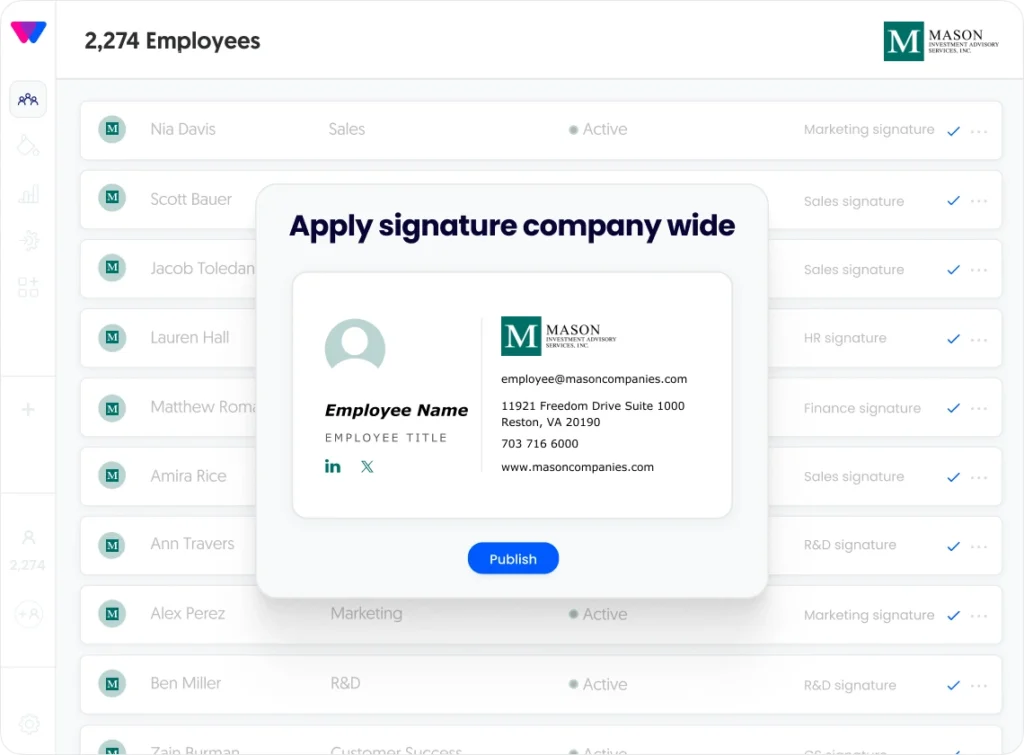 WiseStamp solution for Masons Investment Advisory