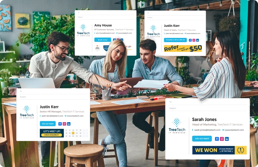 manage your team email signature appearance with WiseStamp