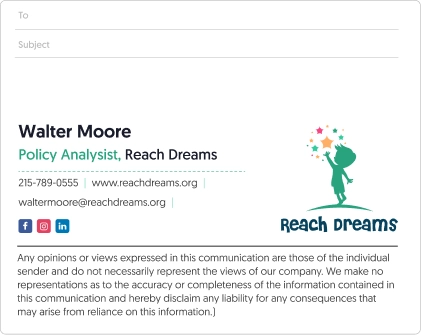 nonprofit email signature with disclaimer