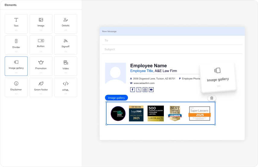 Strong design abilities for LAw firms with WiseStamp editor
