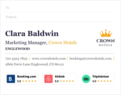 WiseStamp email signature for tourism example with badges