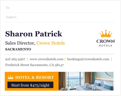 WiseStamp email signature for tourism example with banner