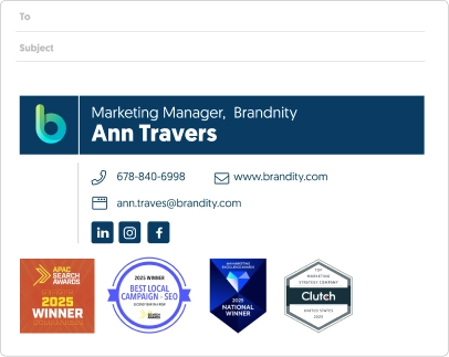 email signature for marketing studio example with image gallery