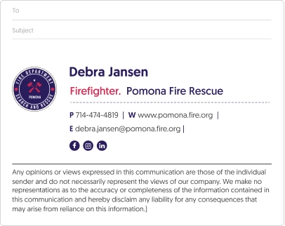 email signature for public sector example with a legal disclaimer