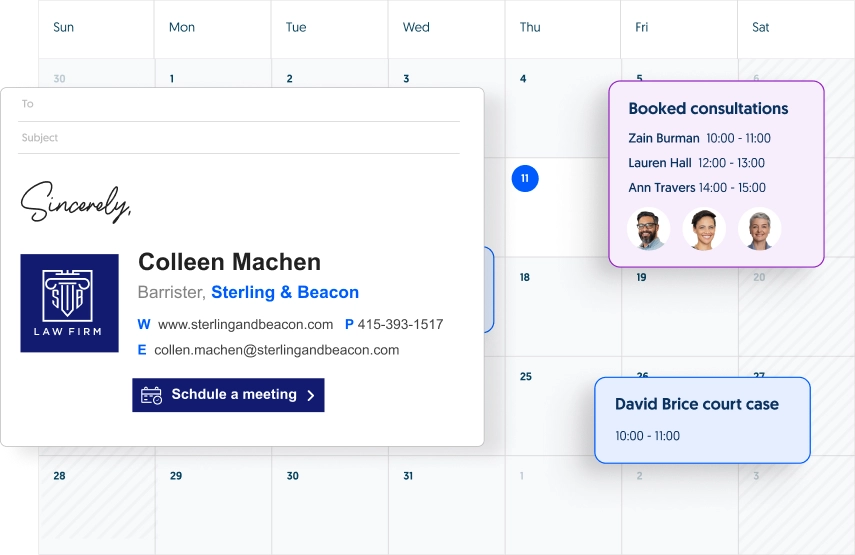 Schedule your next appointment from your law firm email signature