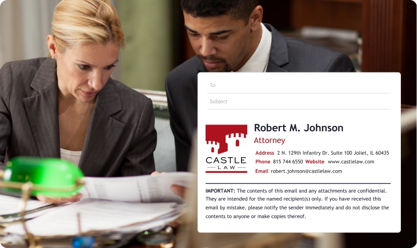 WiseStamp example for law firm email signature