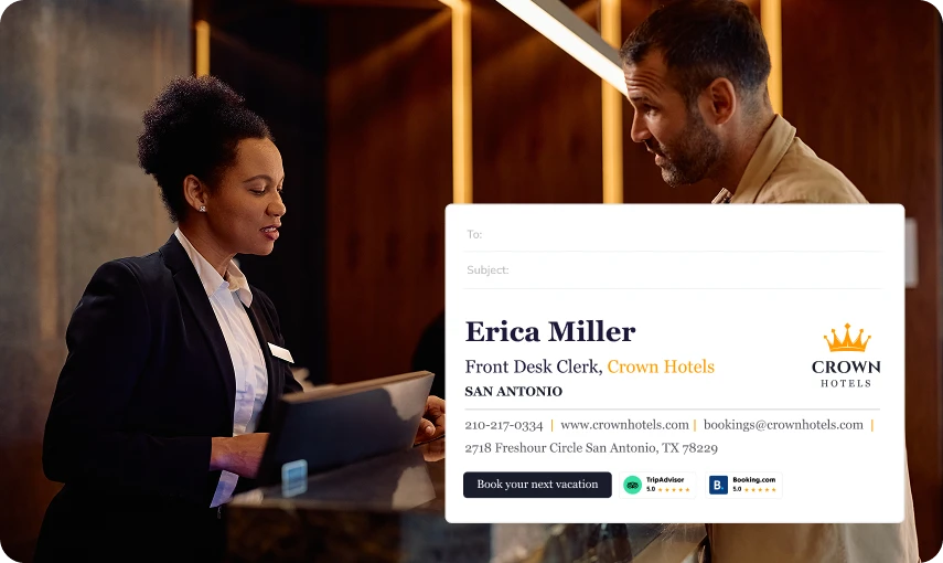 WiseStamp hero image for tourism and hospitality