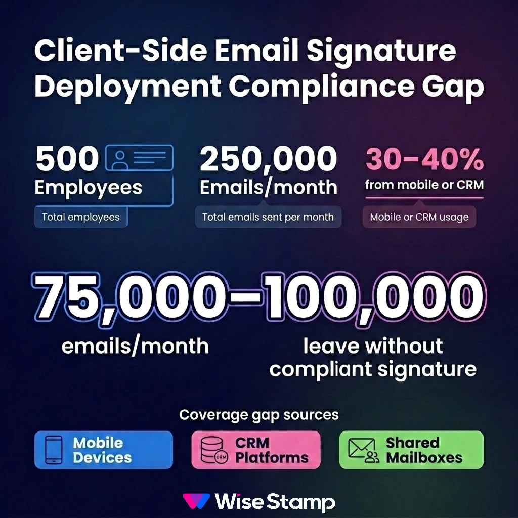 Client-side email signature deployment compliance gap 