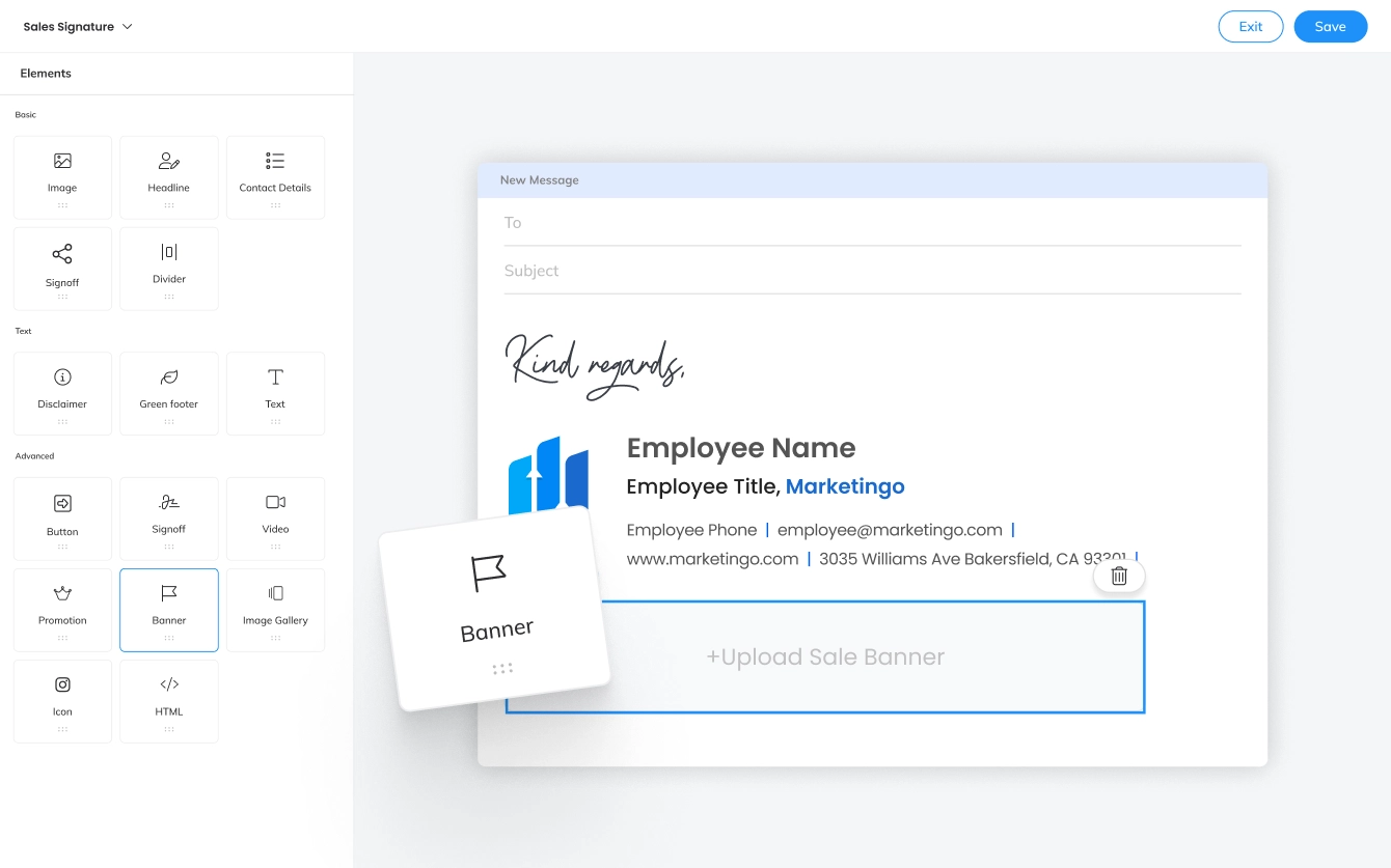 WiseStamp editor added sales banner