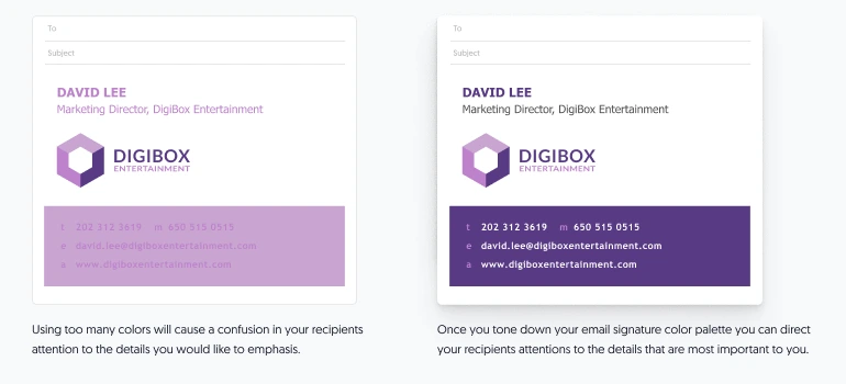 Email signature color contrast guideline