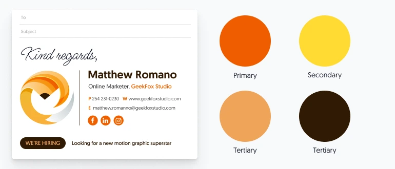 Email signature that matches your brand colors
