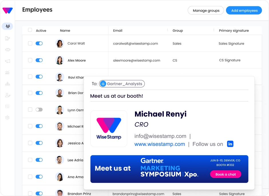 WiseStamp employees platform
