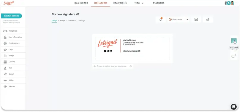 LetSignit email signature editor screenshot