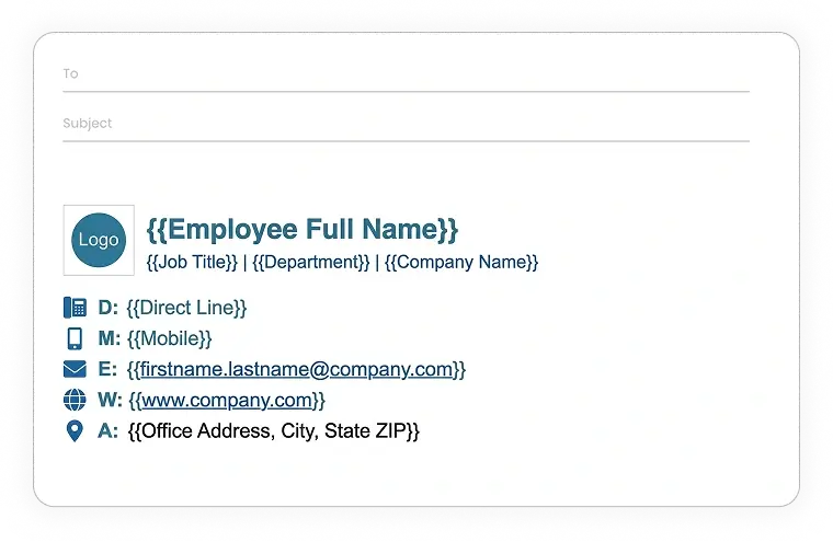company branded email signature example