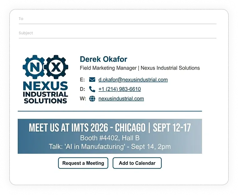 Corporate event exhibition email signature examples