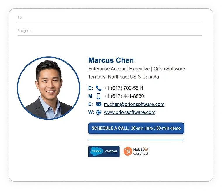 Enterprise corporate Sales email Signature example
